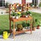 Wooden Potting Bench Table 61" Garden Planting Workstation with 3-Tier Open Shelf-Brown